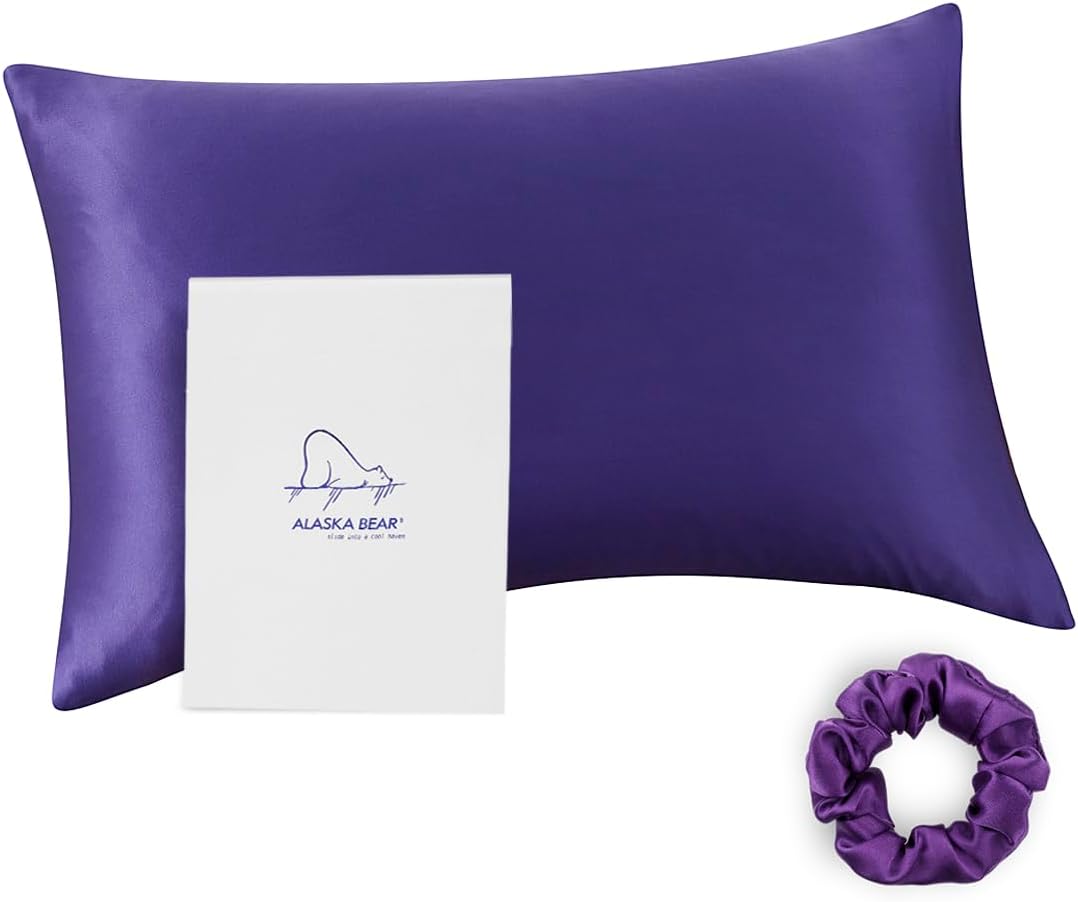 ALASKA BEAR Silk Pillowcase for Curly Hair and Skin Women Real Mulberry Silk Pillow Case Queen Single (1 Pack, Rose Gold)