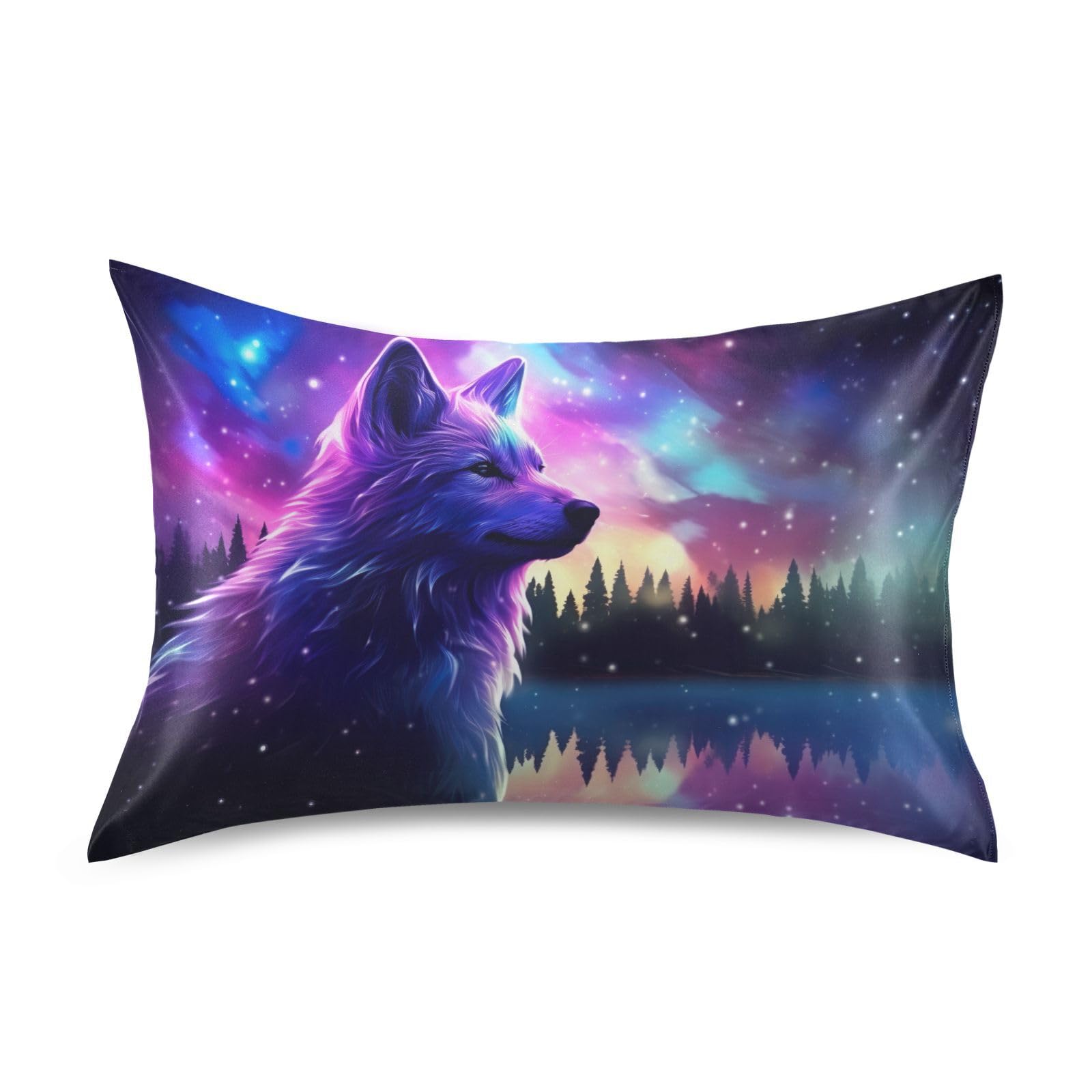 White Sharks Silhouettes Pillow Covers Silk Pillowcase for Hair and Skin with Envelope Closure Satin Pillowcase Standard Size Pillow Case for Bedroom Bed Sleeping Women (20x26 Inch)