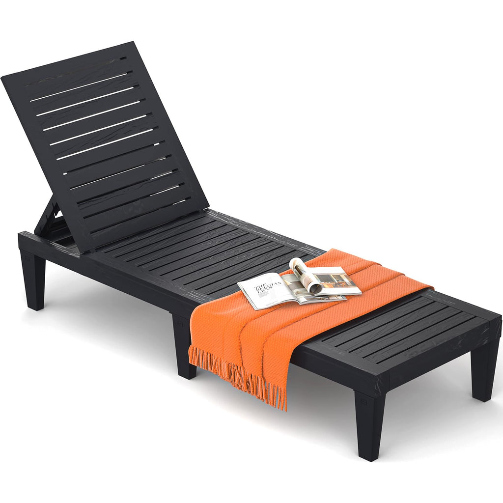 Outdoor Lounge Chairs Set of 2 for Poolside Patio, Weather-Resistant Pool Chaise Lounge with Adjustable Backrest, Resin Tanning Chair Sun Lounger for Outside Deck, Beach, Sunbathing, Taupe
