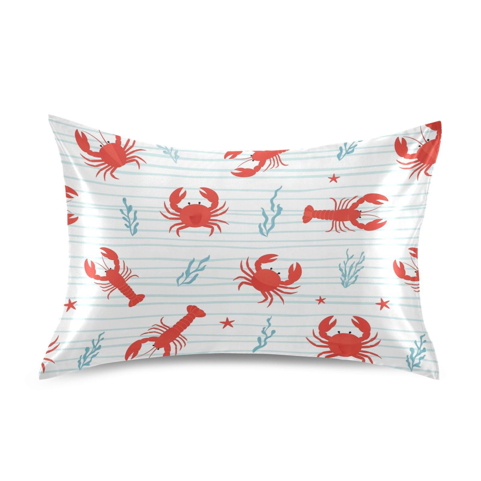 Shark Pink Print Pillow Covers Silk Pillowcase for Hair and Skin Soft and Smooth Cooling Satin Pillowcase Standard Size Pillow Case for Hot Sleepers, Night Sweats Women Bed (20x26 Inch)