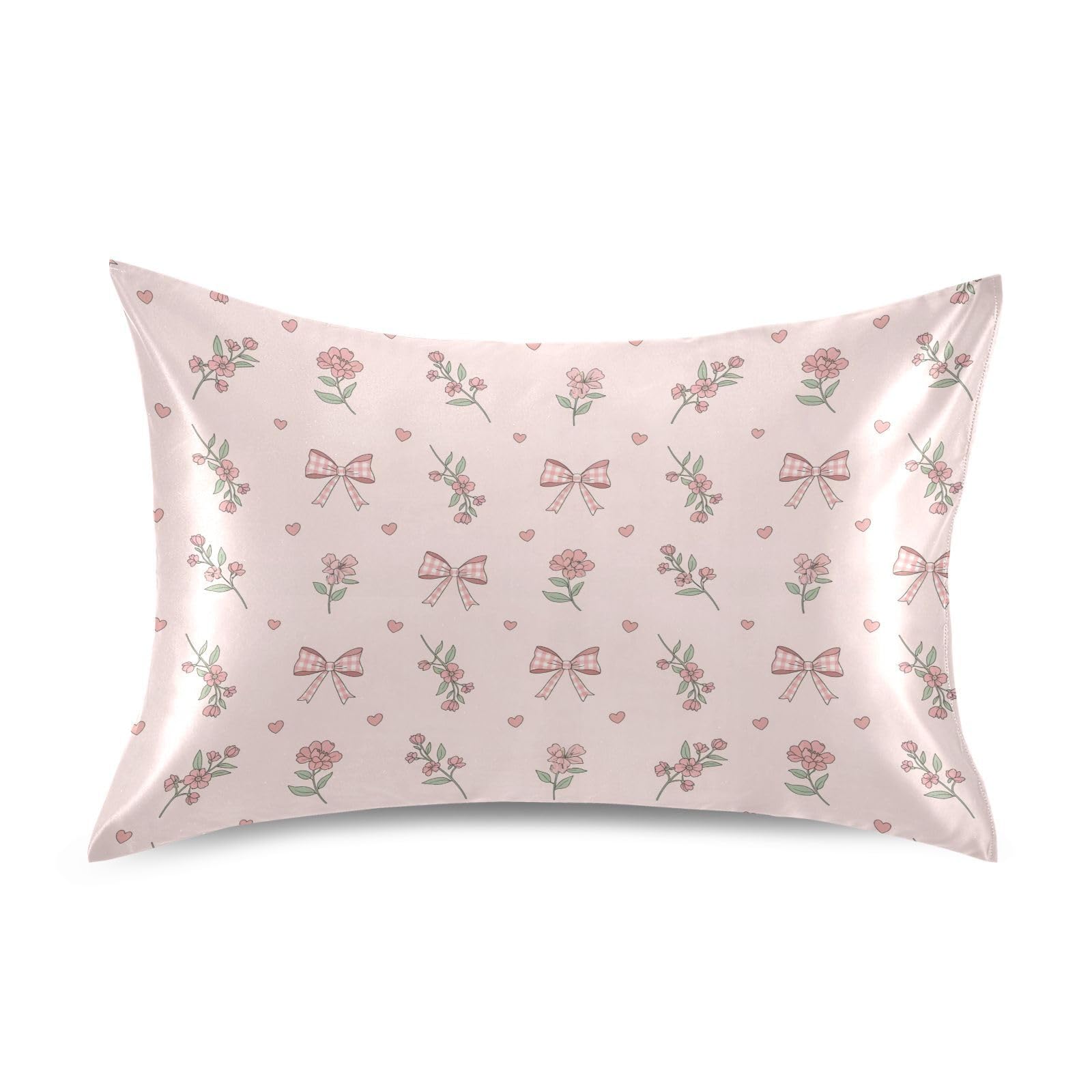Shark Pink Print Pillow Covers Silk Pillowcase for Hair and Skin Soft and Smooth Cooling Satin Pillowcase Standard Size Pillow Case for Hot Sleepers, Night Sweats Women Bed (20x26 Inch)