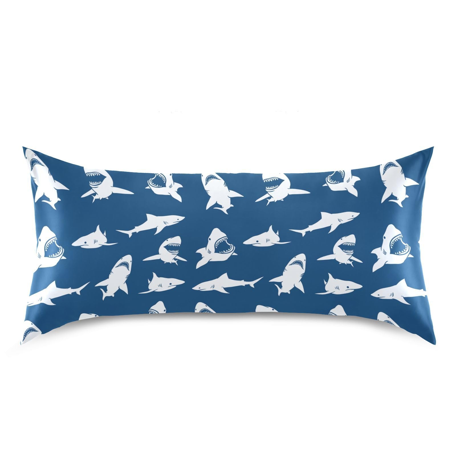 White Sharks Silhouettes Pillow Covers Silk Pillowcase for Hair and Skin with Envelope Closure Satin Pillowcase Standard Size Pillow Case for Bedroom Bed Sleeping Women (20x26 Inch)