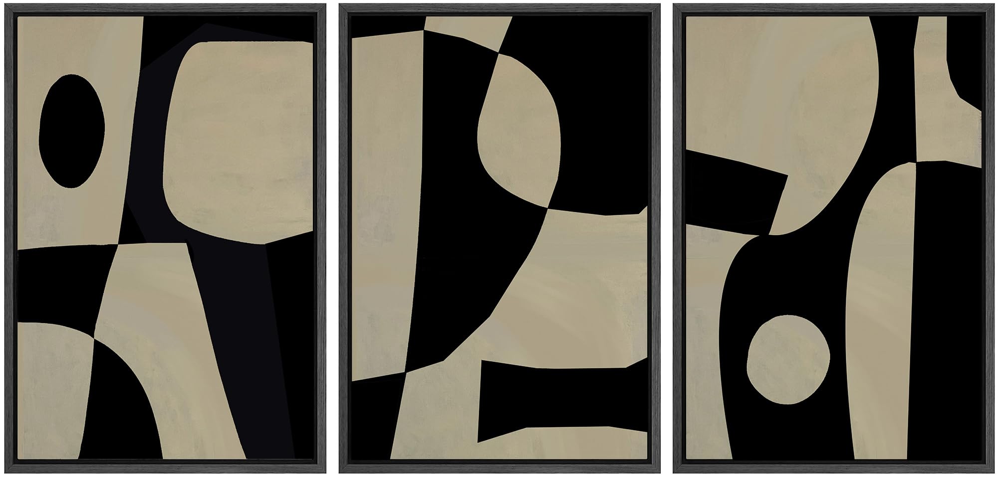 SIGNLEADER Framed Canvas Print Wall Art Set Soft Abstract Beige and Taupe Minimalist Texture Illustrations Boho Decorative for Living Room, Bedroom, Office - 16"x24"x3 NATURAL