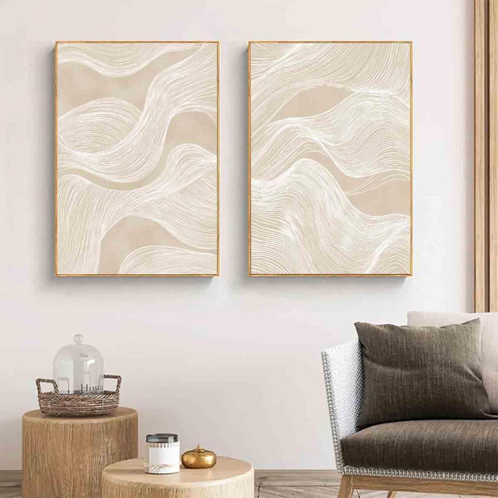 Abstract Beige Wall Art Mid Century Modern Prints Boho Line Wall Art Neutral Minimalist Picture Minimalist Boho Canvas Beige And White Picture Modern Abstract Living Room Decor 16x24inch No Frame