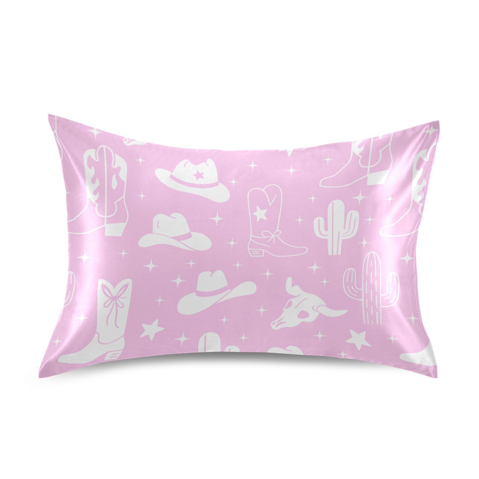 Shark Pink Print Pillow Covers Silk Pillowcase for Hair and Skin Soft and Smooth Cooling Satin Pillowcase Standard Size Pillow Case for Hot Sleepers, Night Sweats Women Bed (20x26 Inch)