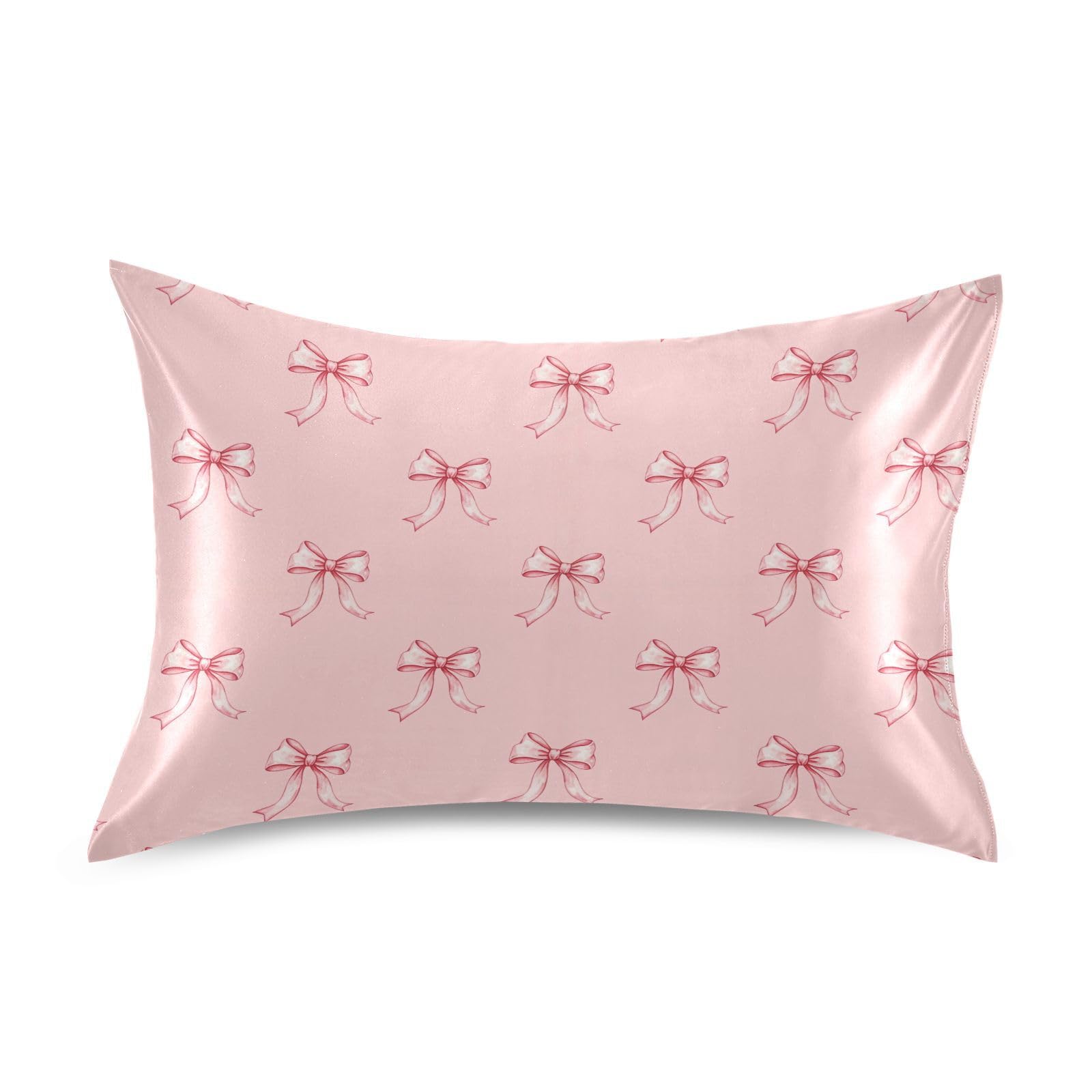 Shark Pink Print Pillow Covers Silk Pillowcase for Hair and Skin Soft and Smooth Cooling Satin Pillowcase Standard Size Pillow Case for Hot Sleepers, Night Sweats Women Bed (20x26 Inch)