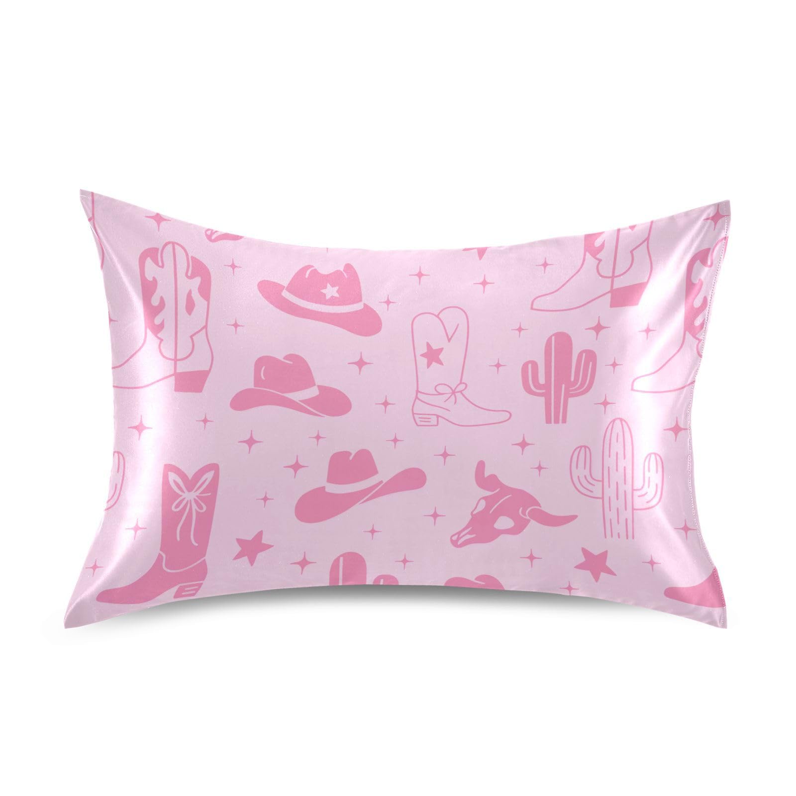 Shark Pink Print Pillow Covers Silk Pillowcase for Hair and Skin Soft and Smooth Cooling Satin Pillowcase Standard Size Pillow Case for Hot Sleepers, Night Sweats Women Bed (20x26 Inch)