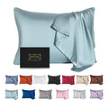Mulberry Silk Pillowcase for Hair and Skin - Cooling Silk Pillow Case with Hidden Zipper, Allergen Proof Dual Sides Soft Breathable Smooth Silk Pillow Cover for Women (Aqua Blue)
