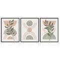 Dazzlewall 3pcs Boho Abstract Wall Art Poster, Minimalist Green Botanical Leaves Neutral Canvas Prints for Bedroom Living Room Decor, 12x16 in Unframed