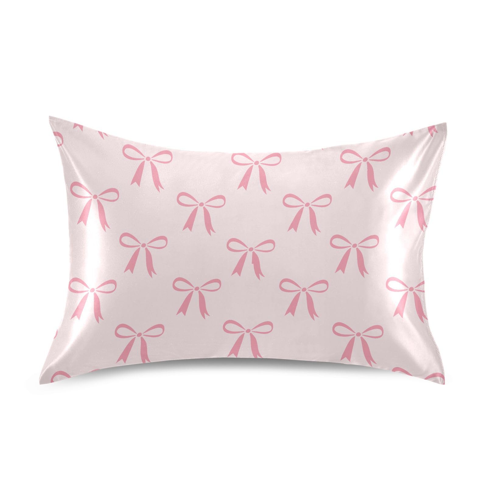 Shark Pink Print Pillow Covers Silk Pillowcase for Hair and Skin Soft and Smooth Cooling Satin Pillowcase Standard Size Pillow Case for Hot Sleepers, Night Sweats Women Bed (20x26 Inch)