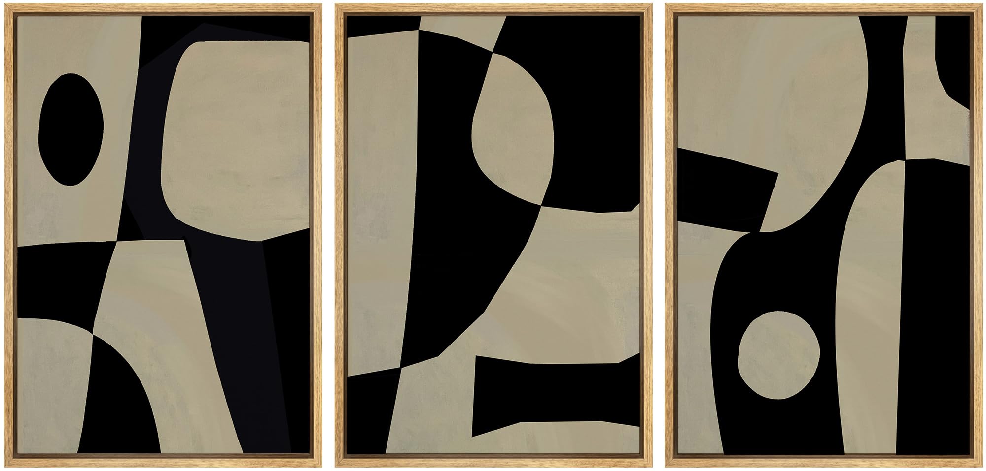 SIGNLEADER Framed Canvas Print Wall Art Set Soft Abstract Beige and Taupe Minimalist Texture Illustrations Boho Decorative for Living Room, Bedroom, Office - 16"x24"x3 NATURAL