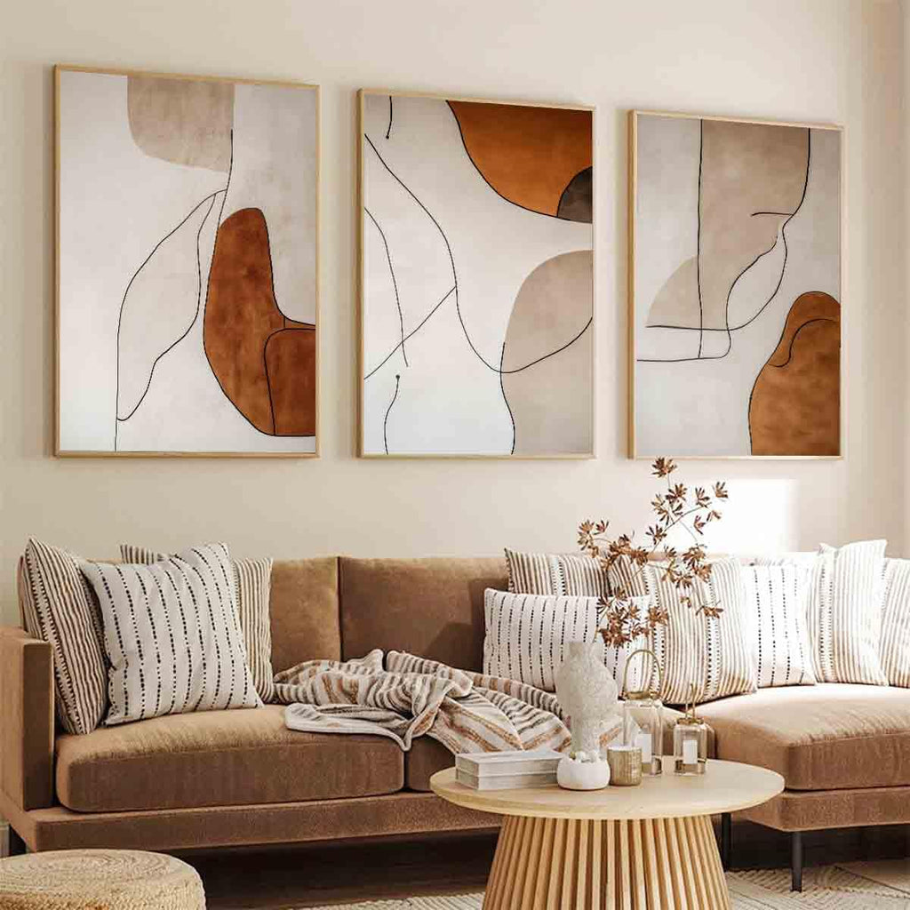 Abstract Beige Wall Art Mid Century Modern Prints Boho Line Wall Art Neutral Minimalist Picture Minimalist Boho Canvas Beige And White Picture Modern Abstract Living Room Decor 16x24inch No Frame