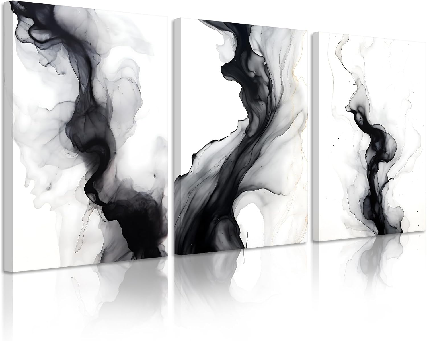Black White Abstract Wall Art Decor Set of 3 Modern Wall Art Minimalist Canvas Wall Decor Black White Abstract Prints Modern Pictures Minimalist Artwork for Room Bedroom 12x16 Inch Ready to Hang