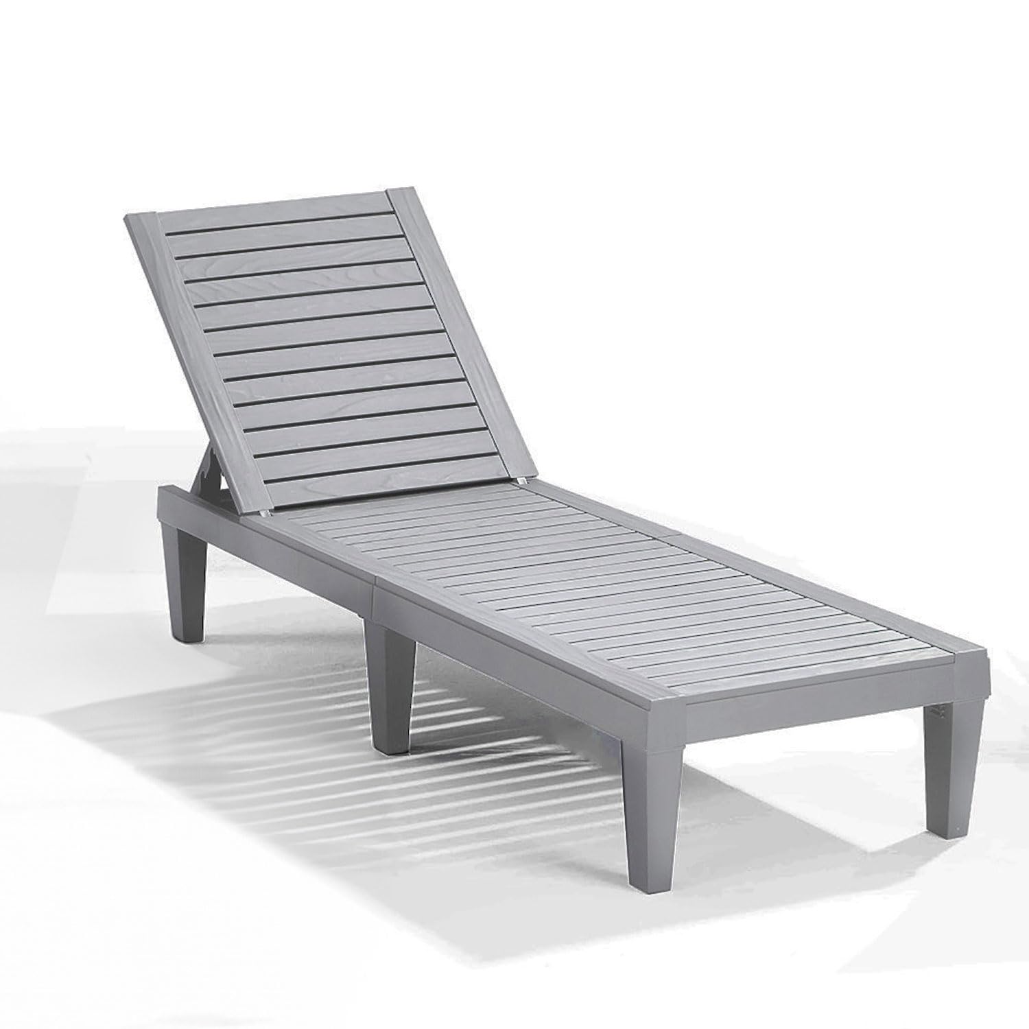 Nestl Patio Chairs - Grey Chaise Lounge Chair Outdoor, 5-Position Adjustable Sun Tanning Chair, Waterproof Pool Lounge Chairs, Reclining Lawn Chair, Lightweight Outdoor Lounge Chairs