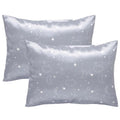 Winmany 2 Pack Toddler Pillow Cases Baby Silk Satin Pillowcases 49 x 36cm Cot Bed Envelope Pillow Cover Kids Soft Travel Pillow Pair Cases for Boys Girls Machine Washable (Grey Cloud Moon)