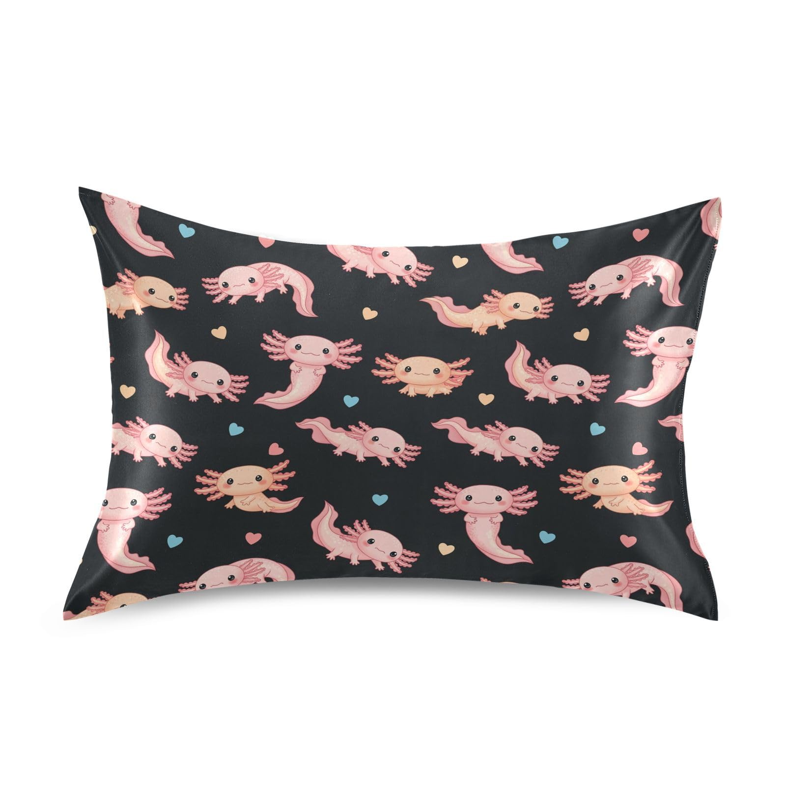 Shark Pink Print Pillow Covers Silk Pillowcase for Hair and Skin Soft and Smooth Cooling Satin Pillowcase Standard Size Pillow Case for Hot Sleepers, Night Sweats Women Bed (20x26 Inch)