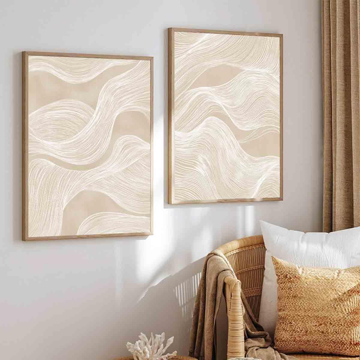 Abstract Beige Wall Art Mid Century Modern Prints Boho Line Wall Art Neutral Minimalist Picture Minimalist Boho Canvas Beige And White Picture Modern Abstract Living Room Decor 16x24inch No Frame