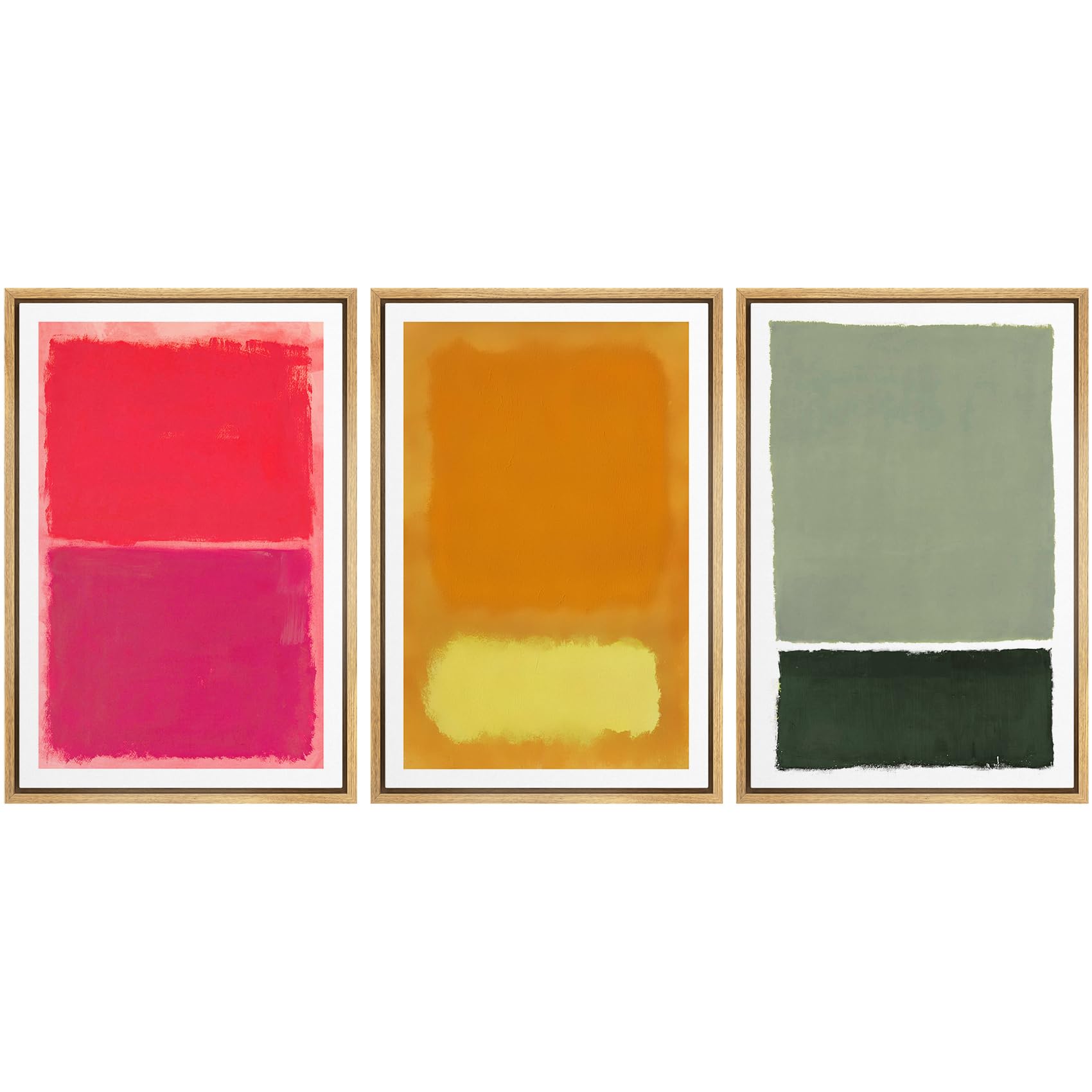 SIGNLEADER Framed Canvas Print Wall Art Set Soft Abstract Beige and Taupe Minimalist Texture Illustrations Boho Decorative for Living Room, Bedroom, Office - 16"x24"x3 NATURAL