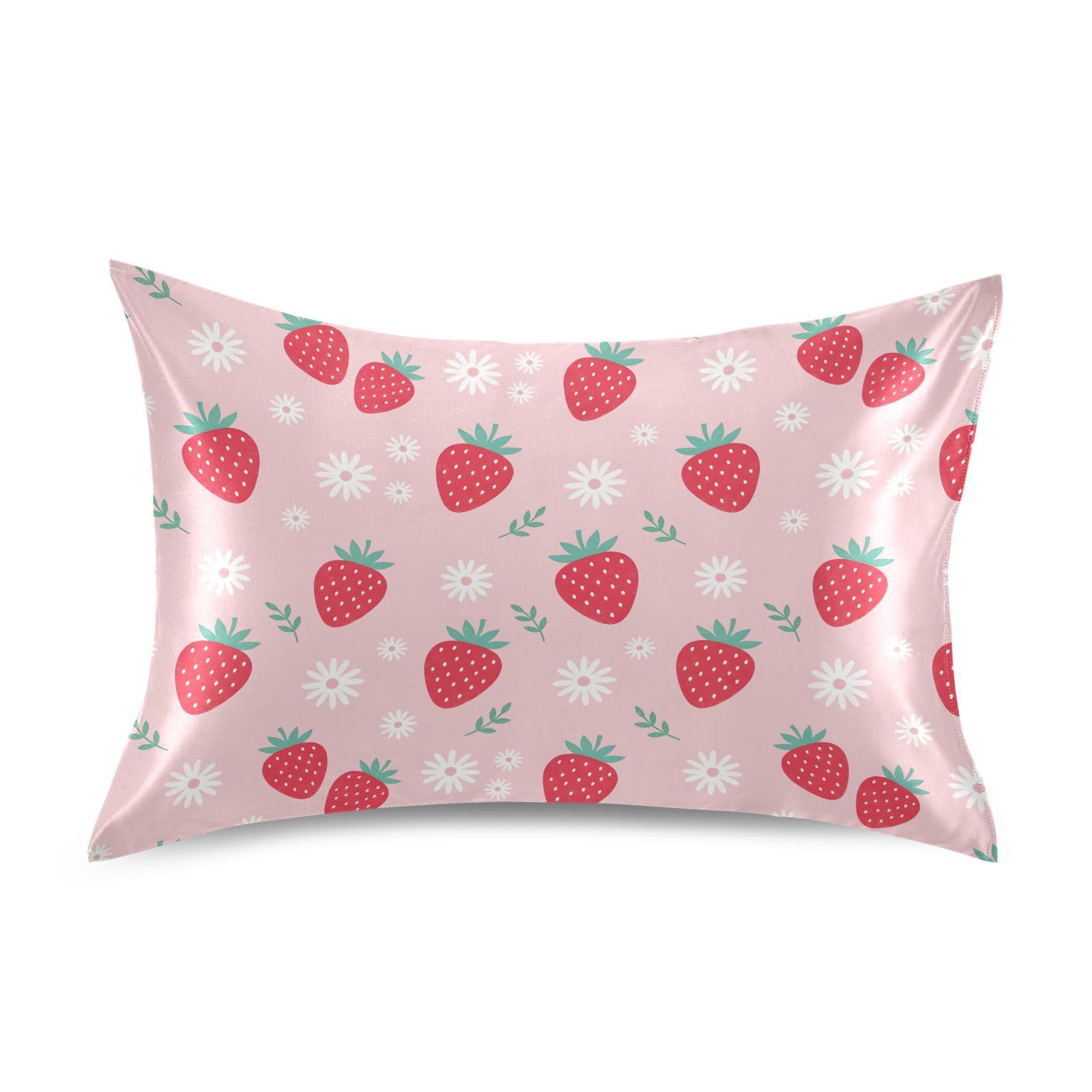Shark Pink Print Pillow Covers Silk Pillowcase for Hair and Skin Soft and Smooth Cooling Satin Pillowcase Standard Size Pillow Case for Hot Sleepers, Night Sweats Women Bed (20x26 Inch)