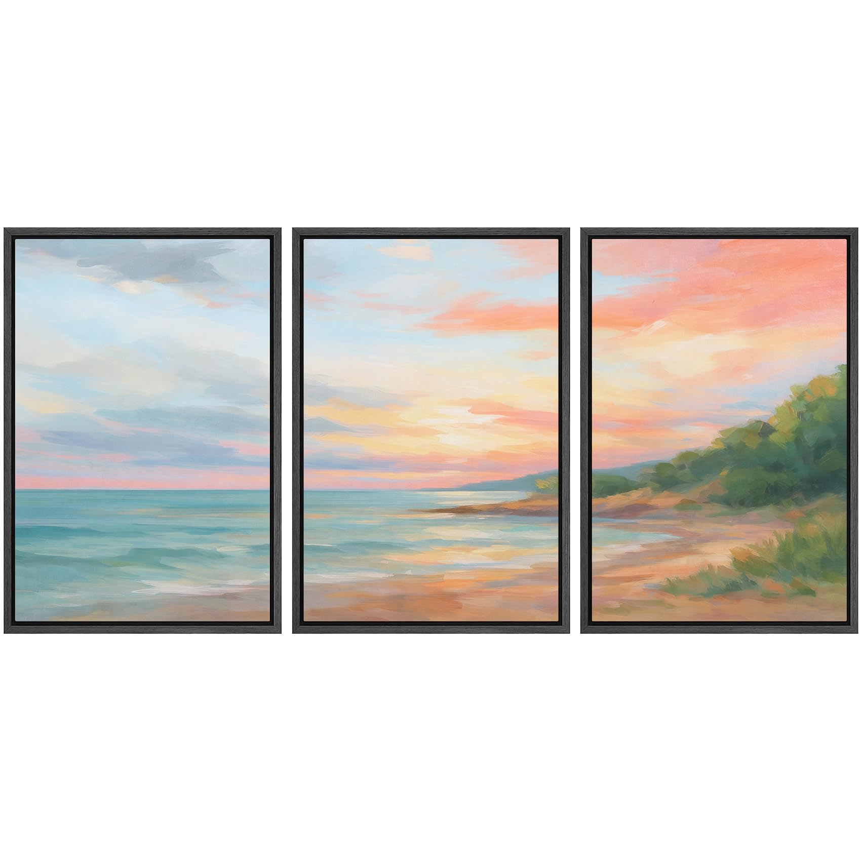 SIGNLEADER Framed Canvas Print Wall Art Set Soft Abstract Beige and Taupe Minimalist Texture Illustrations Boho Decorative for Living Room, Bedroom, Office - 16"x24"x3 NATURAL