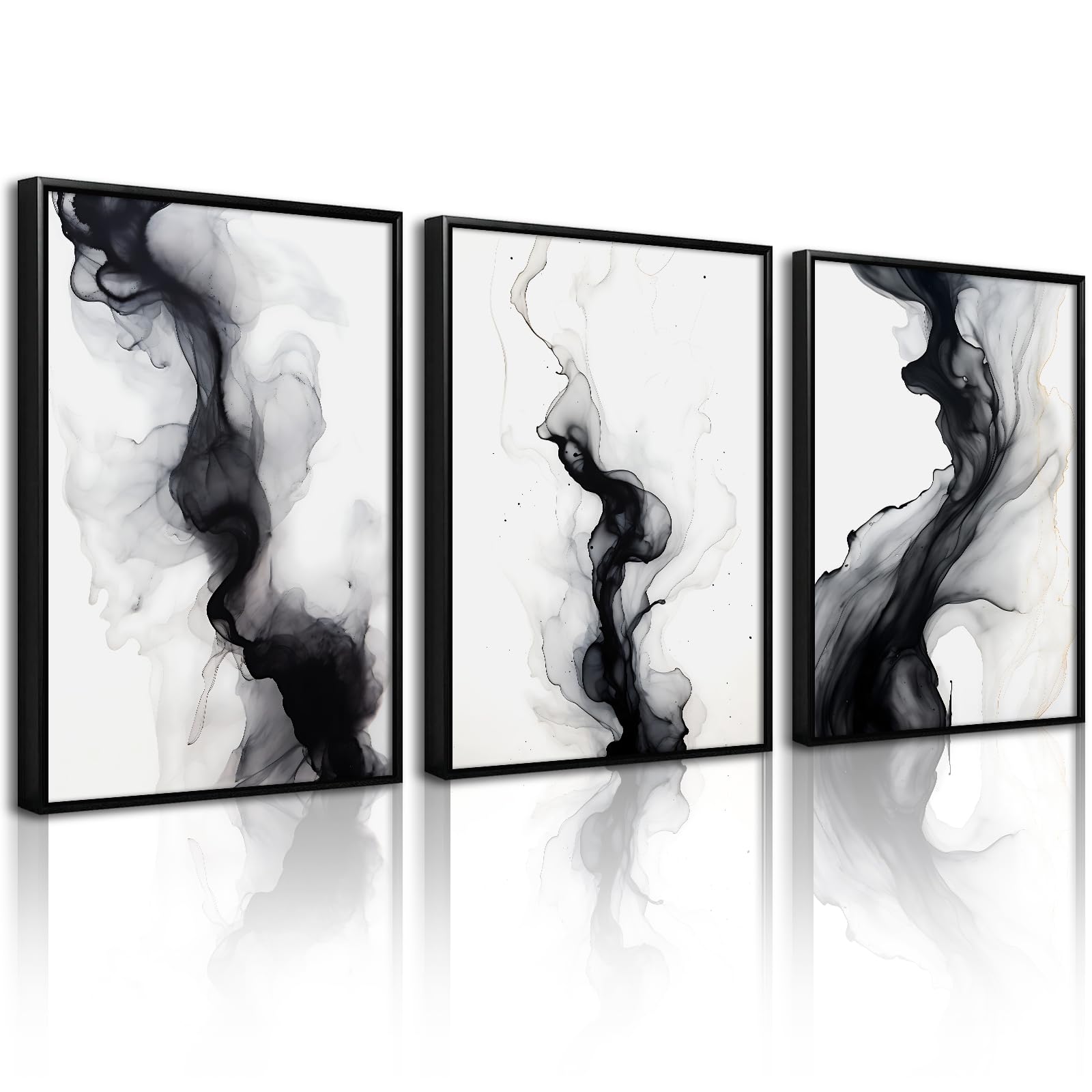 Black White Abstract Wall Art Decor Set of 3 Modern Wall Art Minimalist Canvas Wall Decor Black White Abstract Prints Modern Pictures Minimalist Artwork for Room Bedroom 12x16 Inch Ready to Hang