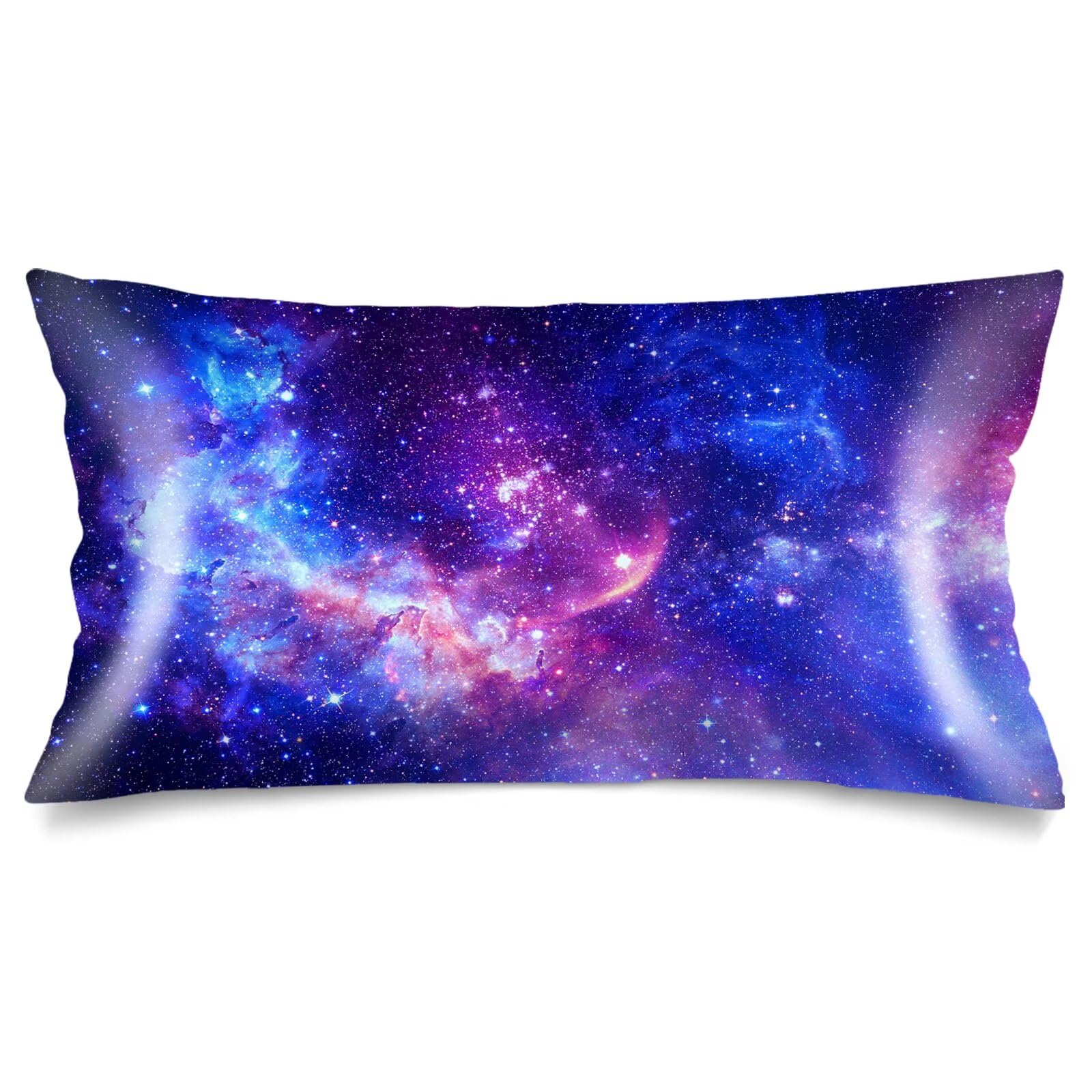 Silk Satin Pillowcase for Hair and Skin,Galaxy Throw Pillow Cover Queen Size Pillowcases Envelope Closure,Outer Space Nebula Universe Star Night Starry Sky Soft Bed Cushion Covers for Women,20"x30"