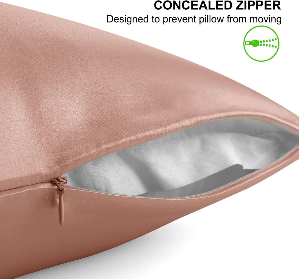 ALASKA BEAR Silk Pillowcase for Curly Hair and Skin Women Real Mulberry Silk Pillow Case Queen Single (1 Pack, Rose Gold)