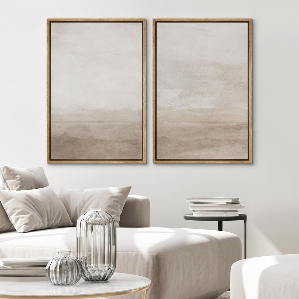 SIGNWIN Framed Canvas Print Wall Art Abstract Wave Pattern Modern Art Minimalist Neutral Decor for Living Room, Bedroom, Office - 24"x36"x2 Natural
