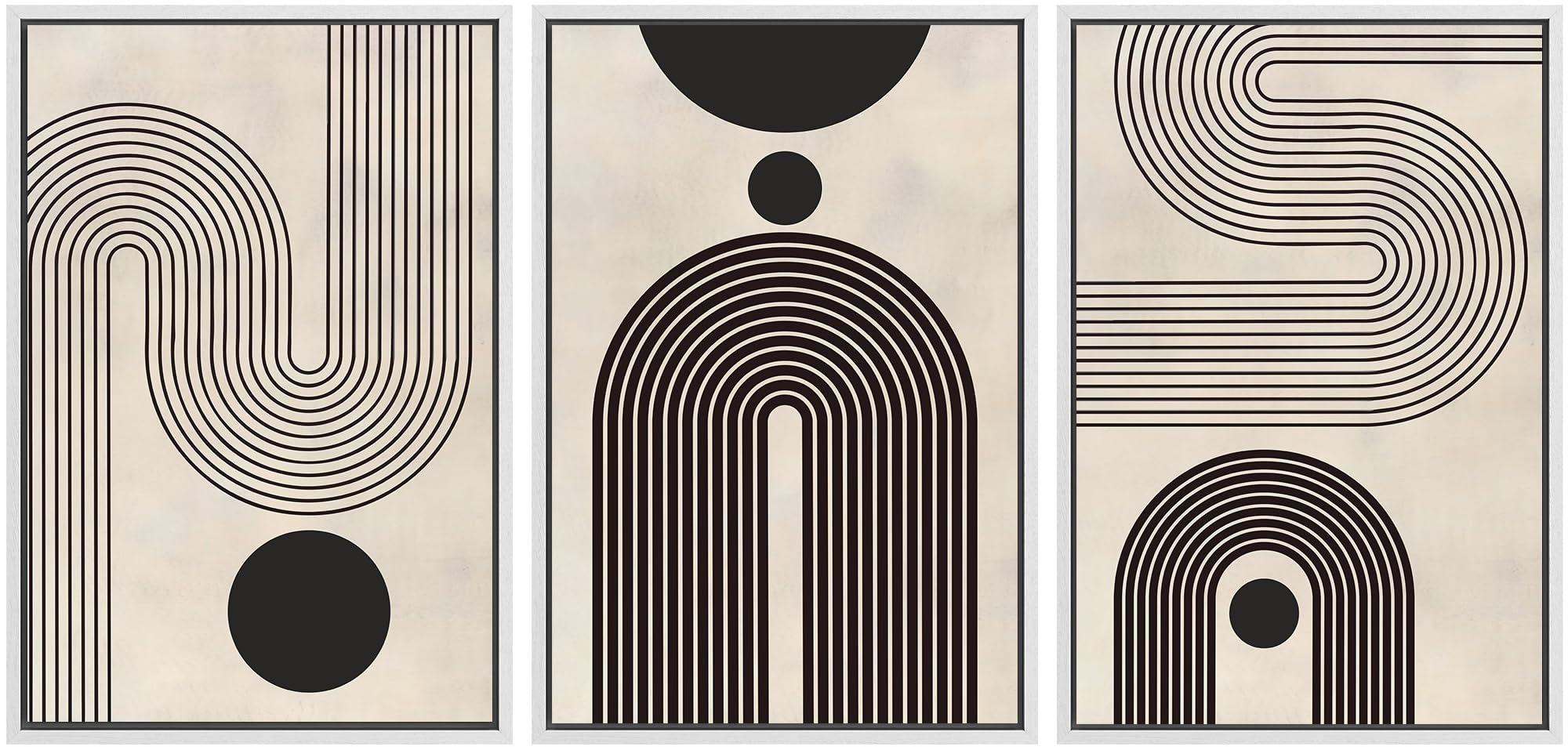 SIGNLEADER Framed Canvas Print Wall Art Set Soft Abstract Beige and Taupe Minimalist Texture Illustrations Boho Decorative for Living Room, Bedroom, Office - 16"x24"x3 NATURAL