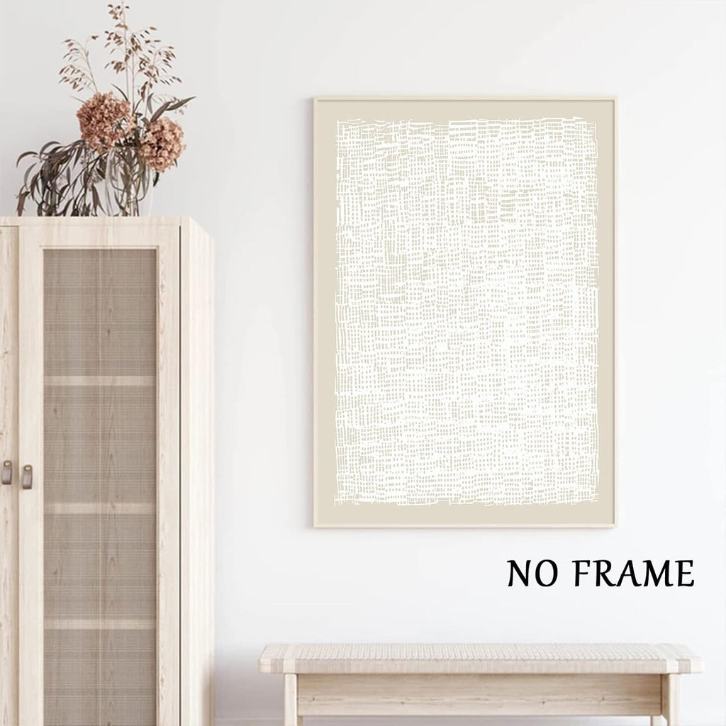 Abstract Beige Canvas Wall Art Boho Mid Century Modern Prints Line Art Paintings White Large Artwork Poster Neutral Minimalist Picture 16x24inchx3 No Frame