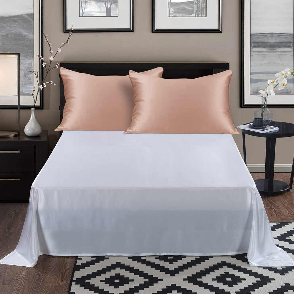 ALASKA BEAR Silk Pillowcase for Curly Hair and Skin Women Real Mulberry Silk Pillow Case Queen Single (1 Pack, Rose Gold)