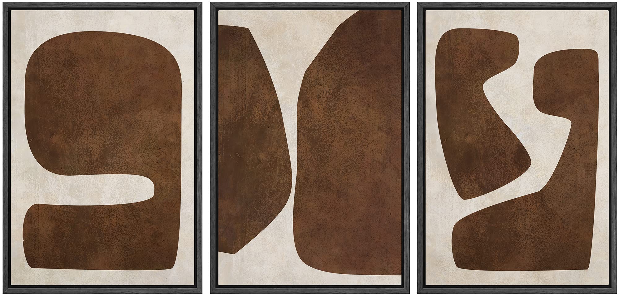 SIGNLEADER Framed Canvas Print Wall Art Set Soft Abstract Beige and Taupe Minimalist Texture Illustrations Boho Decorative for Living Room, Bedroom, Office - 16"x24"x3 NATURAL