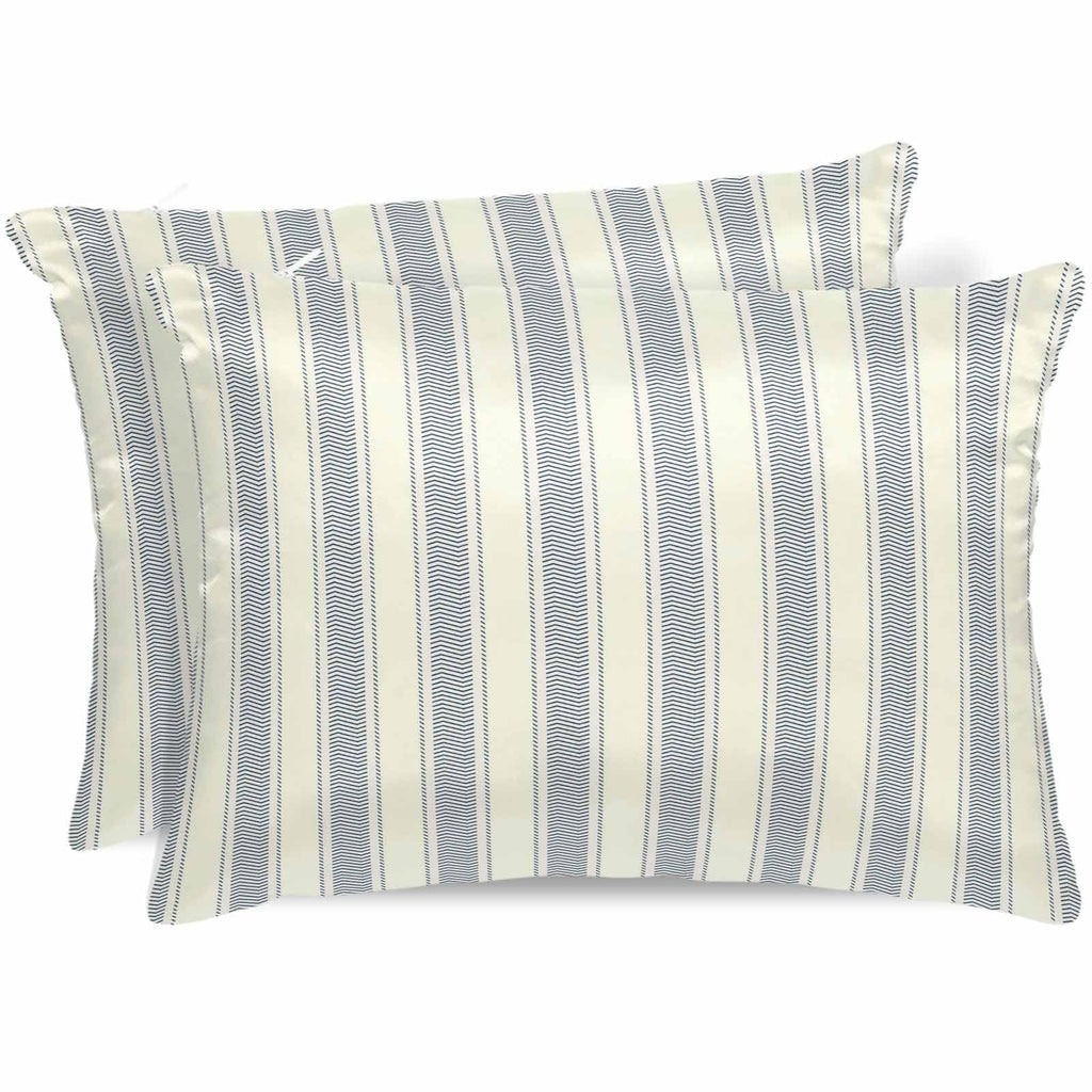Satin Pillowcase for Hair and Skin Standard Size 2 Pack Sage Green Stripes Satin Pillow Case Soft Cool Silk Vertical Striped Line Pillowcases with Hidden Zipper Throw Pillow Covers 20x26 Inch