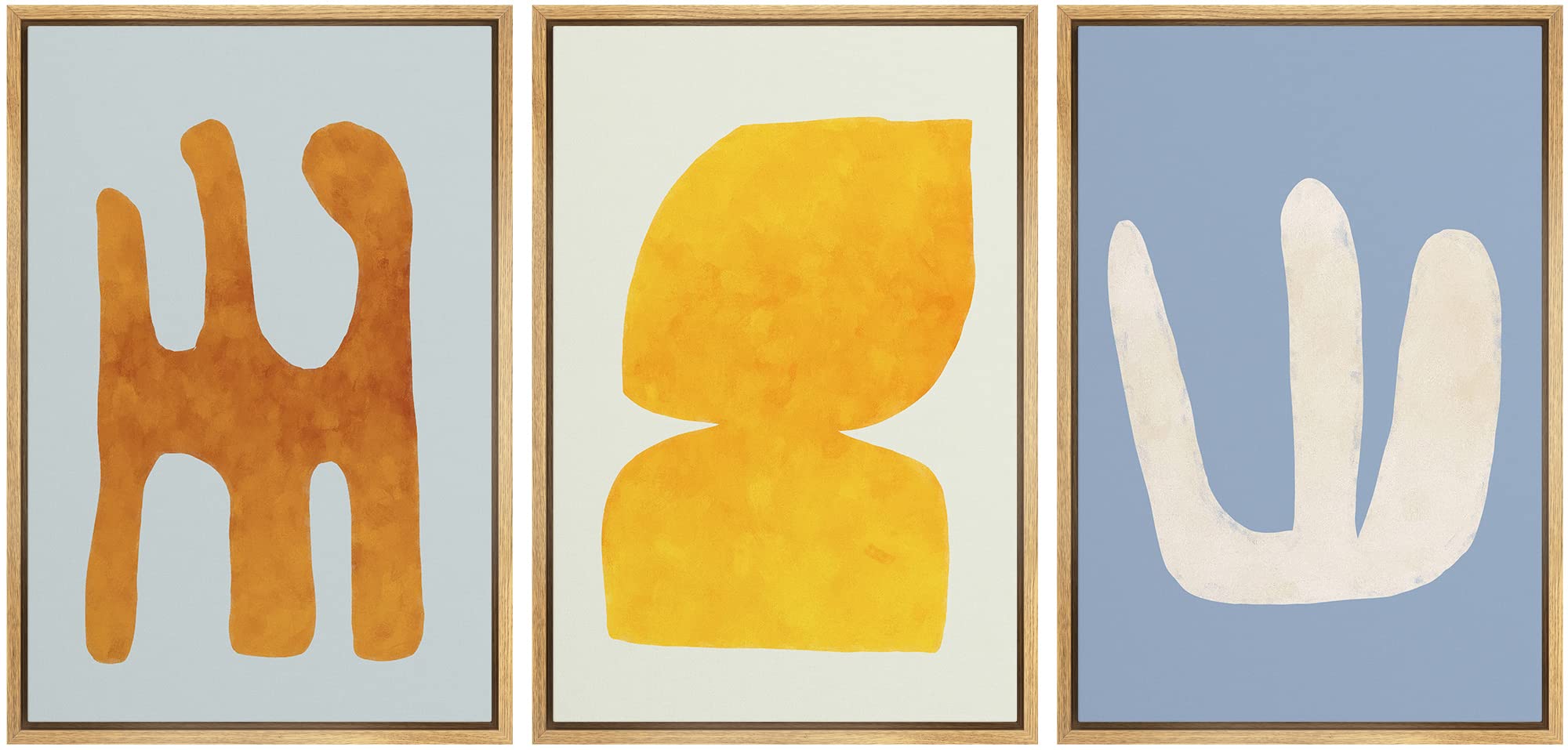 SIGNLEADER Framed Canvas Print Wall Art Set Soft Abstract Beige and Taupe Minimalist Texture Illustrations Boho Decorative for Living Room, Bedroom, Office - 16"x24"x3 NATURAL