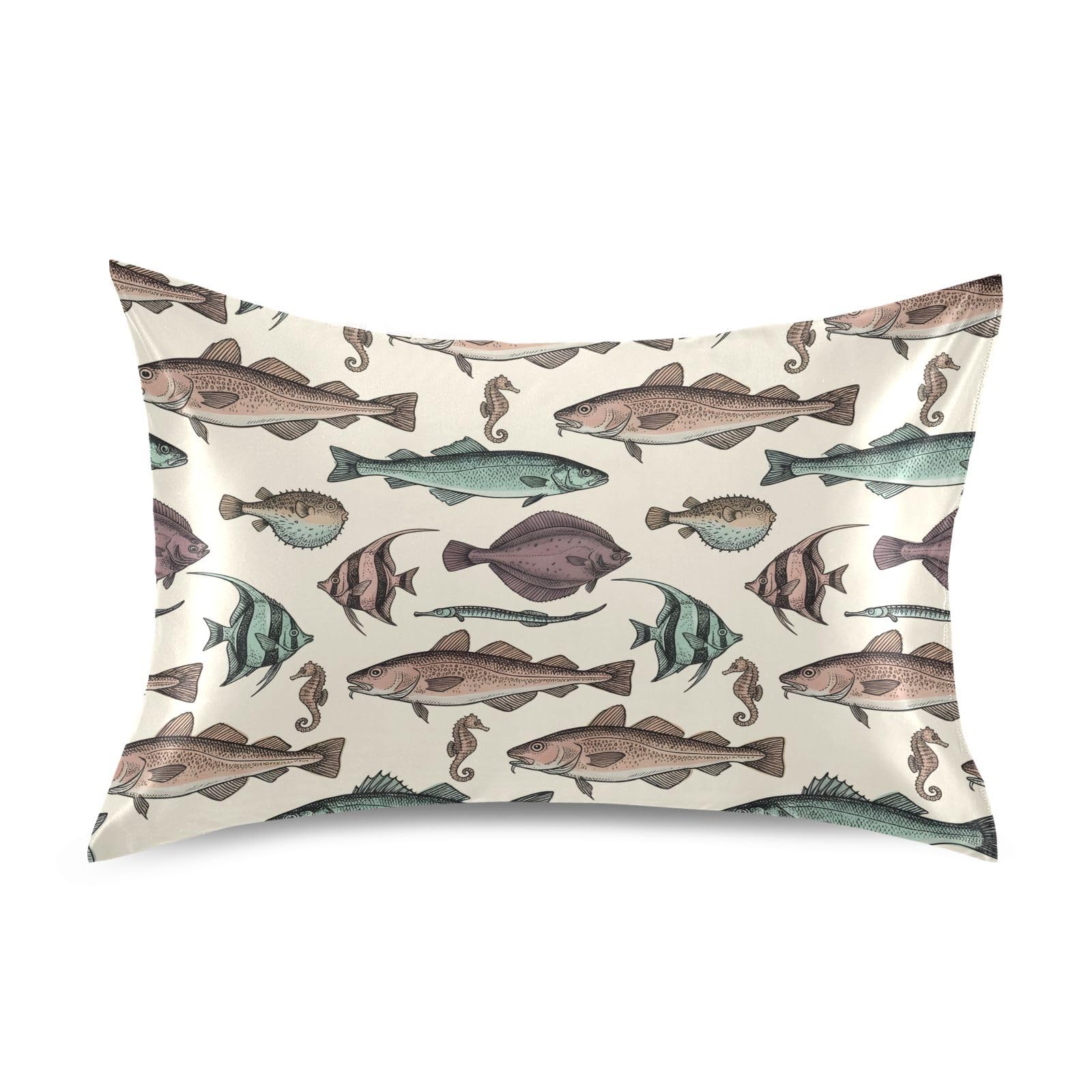 Shark Pink Print Pillow Covers Silk Pillowcase for Hair and Skin Soft and Smooth Cooling Satin Pillowcase Standard Size Pillow Case for Hot Sleepers, Night Sweats Women Bed (20x26 Inch)