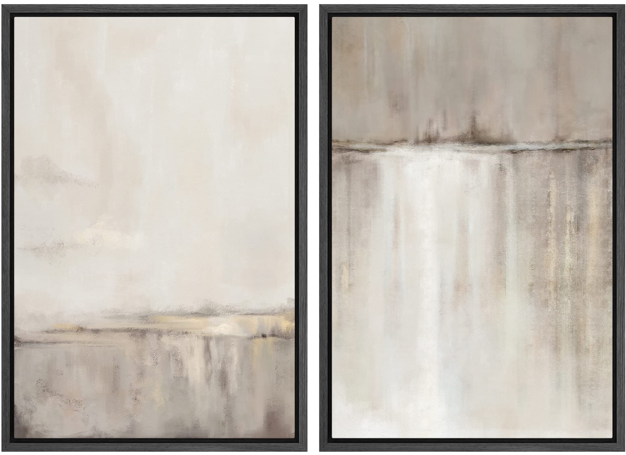 SIGNWIN Framed Canvas Print Wall Art Abstract Wave Pattern Modern Art Minimalist Neutral Decor for Living Room, Bedroom, Office - 24"x36"x2 Natural