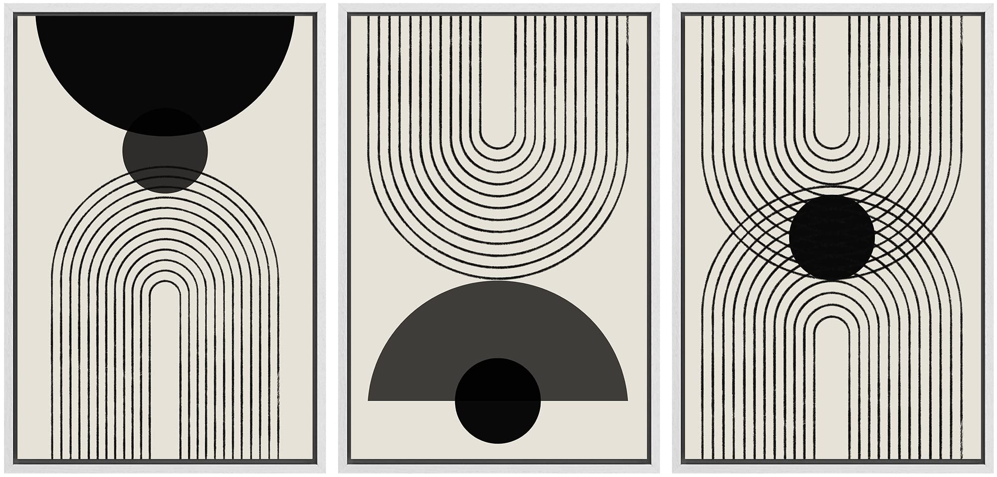 SIGNLEADER Framed Canvas Print Wall Art Set Soft Abstract Beige and Taupe Minimalist Texture Illustrations Boho Decorative for Living Room, Bedroom, Office - 16"x24"x3 NATURAL