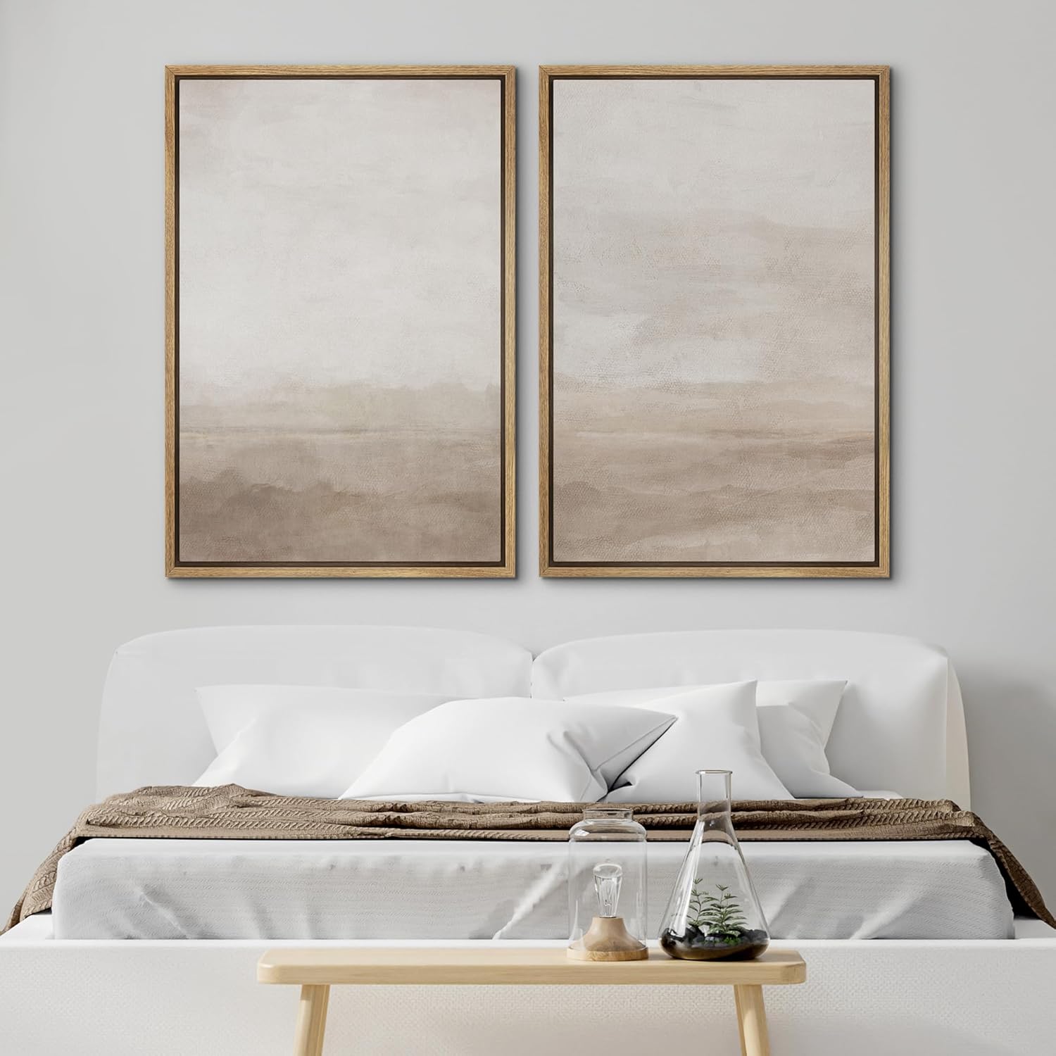 SIGNWIN Framed Canvas Print Wall Art Abstract Wave Pattern Modern Art Minimalist Neutral Decor for Living Room, Bedroom, Office - 24"x36"x2 Natural