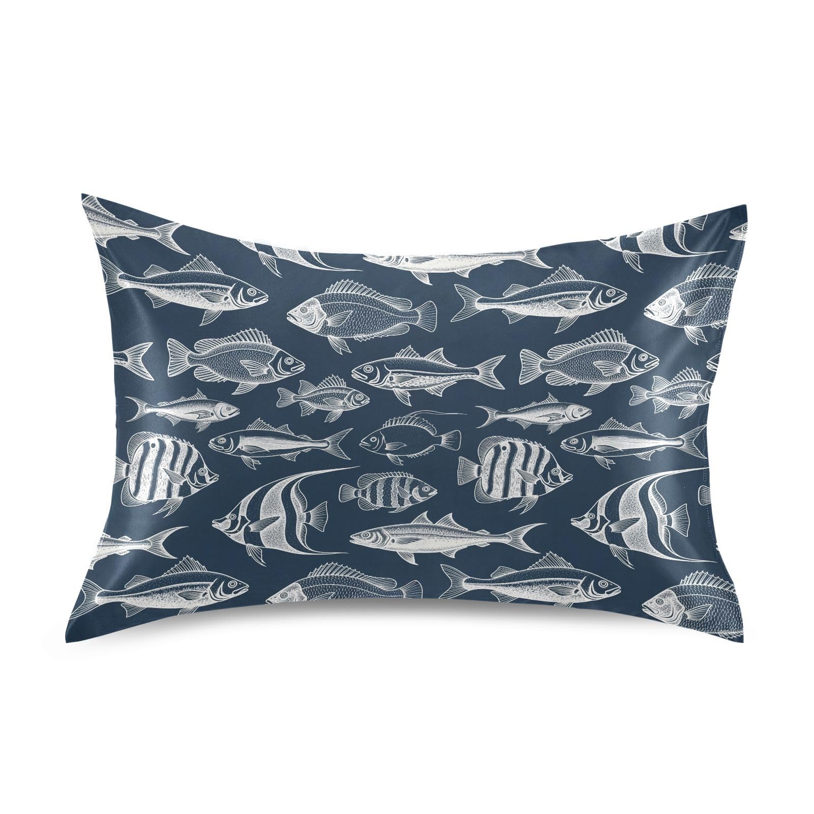 Shark Pink Print Pillow Covers Silk Pillowcase for Hair and Skin Soft and Smooth Cooling Satin Pillowcase Standard Size Pillow Case for Hot Sleepers, Night Sweats Women Bed (20x26 Inch)