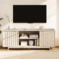 COLAMY TV Stand with Two Doors, Entertainment Center 59" with Adjustable Shelves and Storage, Mid-Century Modern TV Stand for 50/55/65 inch TV, Media Console Cabinet for Living Room, Bedroom Walnut