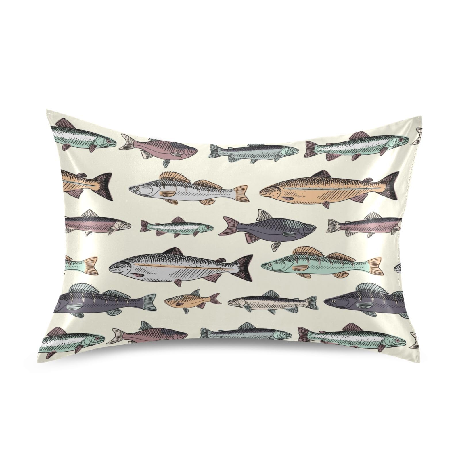 Shark Pink Print Pillow Covers Silk Pillowcase for Hair and Skin Soft and Smooth Cooling Satin Pillowcase Standard Size Pillow Case for Hot Sleepers, Night Sweats Women Bed (20x26 Inch)