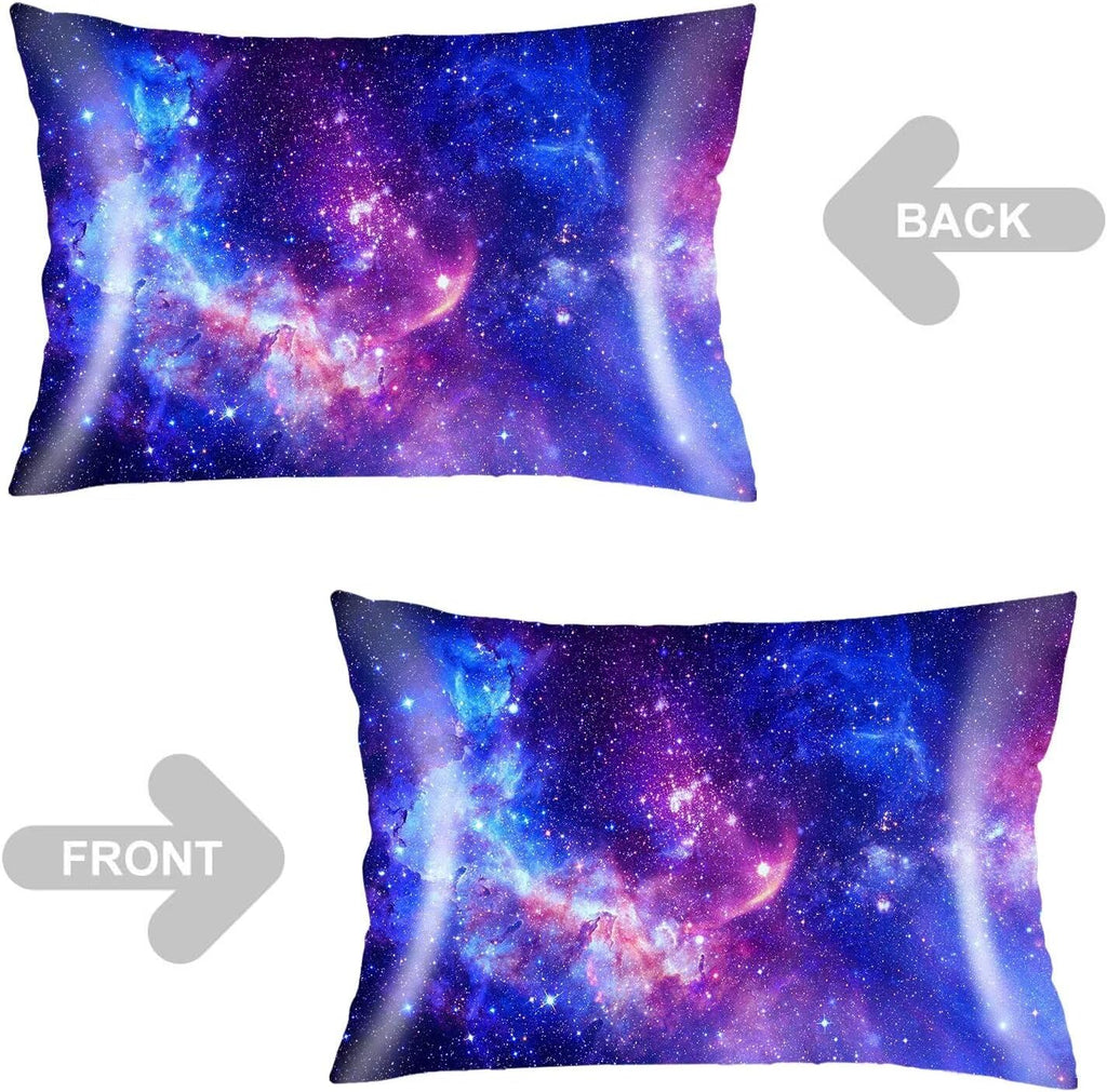 Silk Satin Pillowcase for Hair and Skin,Galaxy Throw Pillow Cover Queen Size Pillowcases Envelope Closure,Outer Space Nebula Universe Star Night Starry Sky Soft Bed Cushion Covers for Women,20"x30"