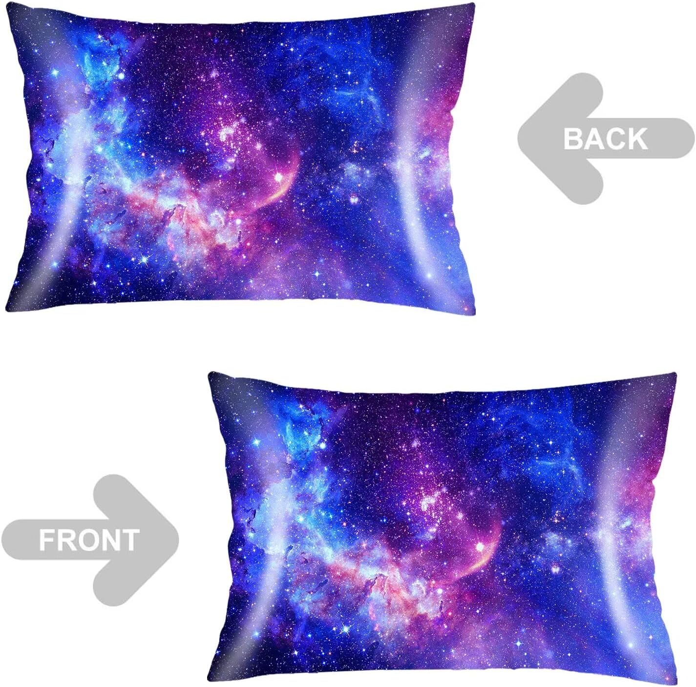 Silk Satin Pillowcase for Hair and Skin,Galaxy Throw Pillow Cover Queen Size Pillowcases Envelope Closure,Outer Space Nebula Universe Star Night Starry Sky Soft Bed Cushion Covers for Women,20"x30"