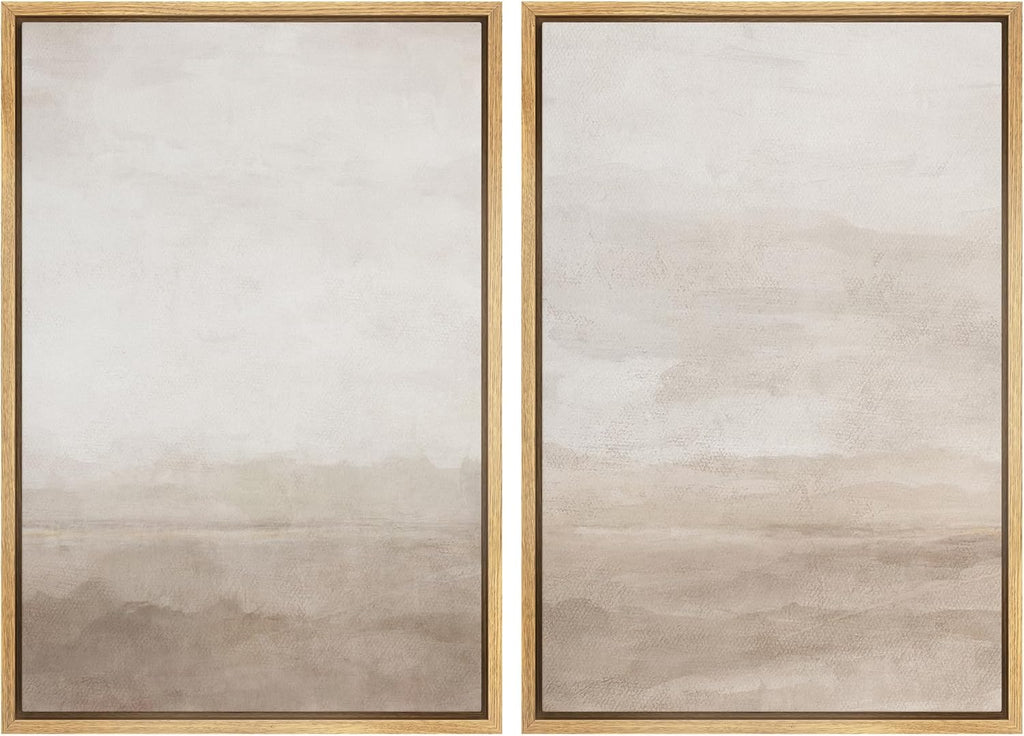 SIGNWIN Framed Canvas Print Wall Art Abstract Wave Pattern Modern Art Minimalist Neutral Decor for Living Room, Bedroom, Office - 24"x36"x2 Natural