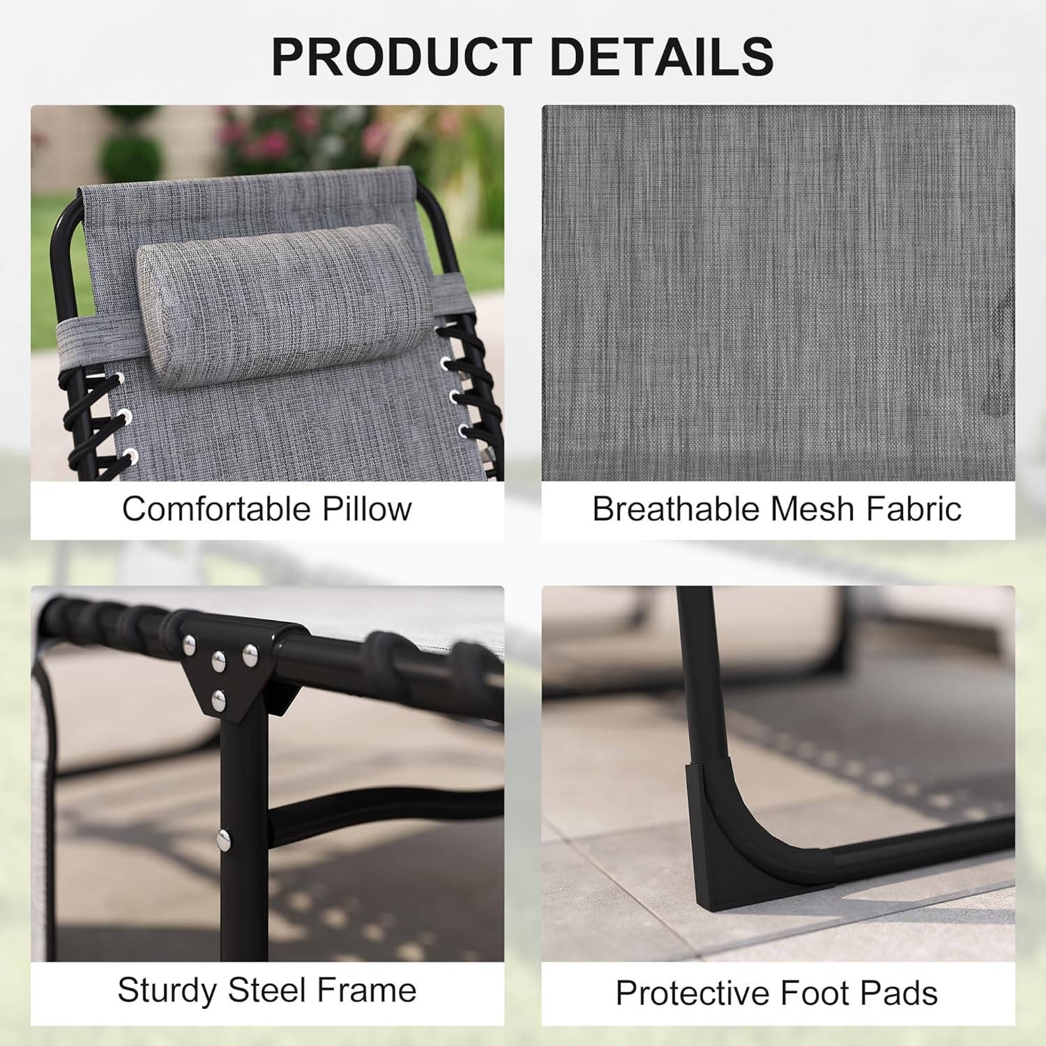 Outsunny Folding Chaise Lounge Chair, Patio Sun Tanning Chair, Outdoor Chaise Lounger with 5-Position Reclining Back, Breathable Mesh Seat for Beach, Poolside, Yard, Gray