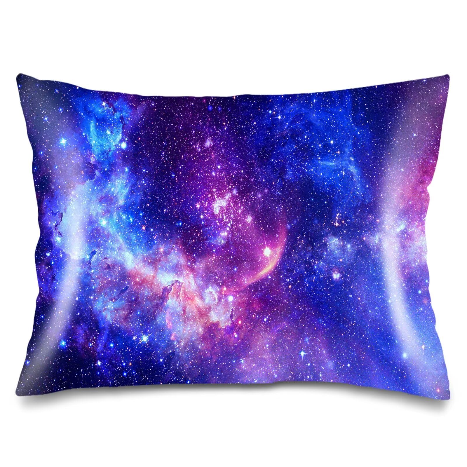 Silk Satin Pillowcase for Hair and Skin,Galaxy Throw Pillow Cover Queen Size Pillowcases Envelope Closure,Outer Space Nebula Universe Star Night Starry Sky Soft Bed Cushion Covers for Women,20"x30"