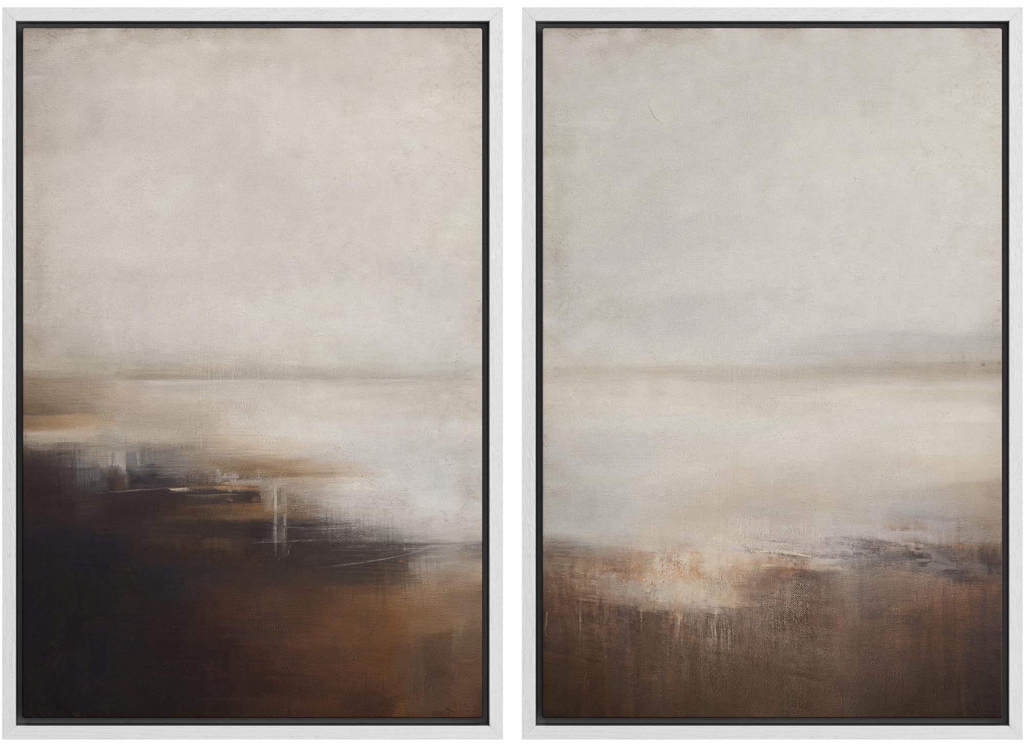 SIGNWIN Framed Canvas Print Wall Art Abstract Wave Pattern Modern Art Minimalist Neutral Decor for Living Room, Bedroom, Office - 24"x36"x2 Natural