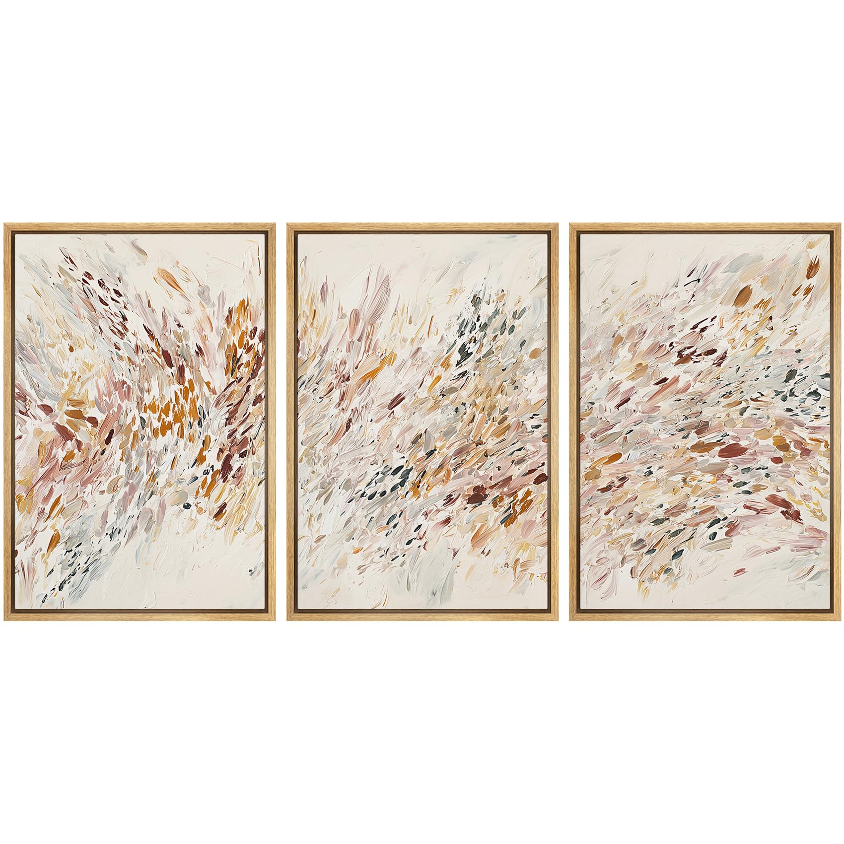 SIGNLEADER Framed Canvas Print Wall Art Set Soft Abstract Beige and Taupe Minimalist Texture Illustrations Boho Decorative for Living Room, Bedroom, Office - 16"x24"x3 NATURAL
