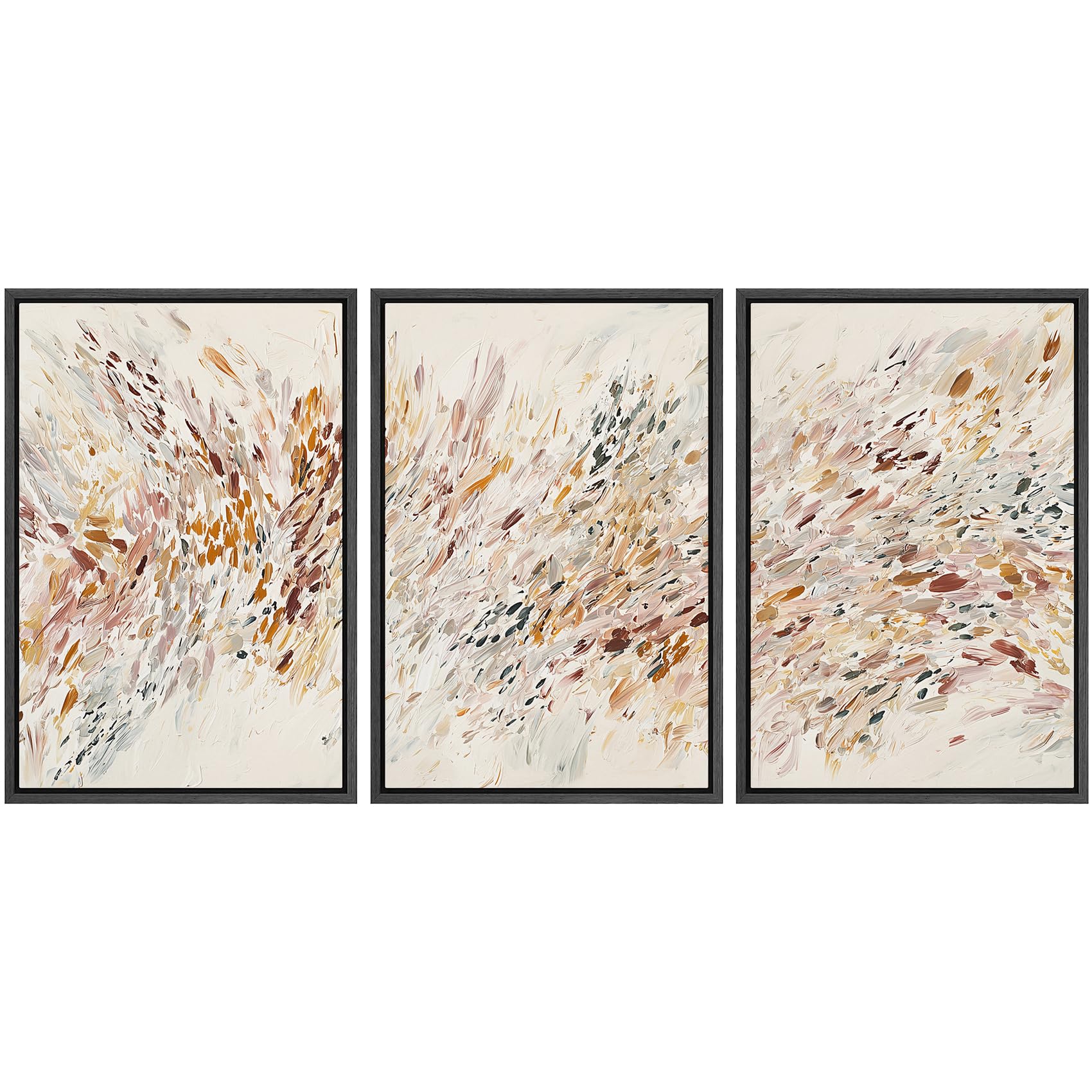 SIGNLEADER Framed Canvas Print Wall Art Set Soft Abstract Beige and Taupe Minimalist Texture Illustrations Boho Decorative for Living Room, Bedroom, Office - 16"x24"x3 NATURAL