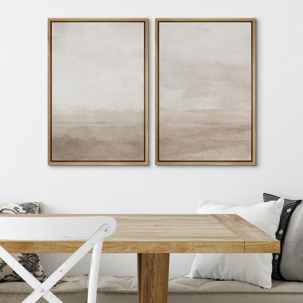SIGNWIN Framed Canvas Print Wall Art Abstract Wave Pattern Modern Art Minimalist Neutral Decor for Living Room, Bedroom, Office - 24"x36"x2 Natural